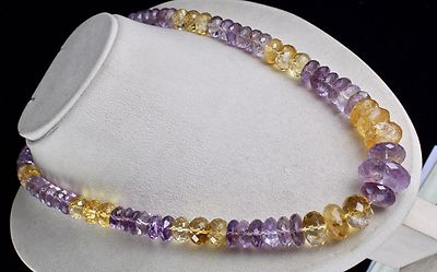 Natural Citrine Amethyst 875 Ct Faceted Beads Big Gemstone Fashion Necklace