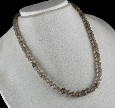 Smoky Quartz Carved Beads Antique Necklace 178ct Gemstone For Women