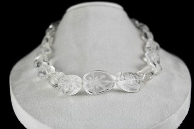 Vintage Natural Rock Crystal 884 Ct Gemstone Beads Necklace For Women