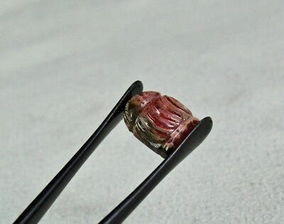 Certified Rare Colour Natural Tourmaline 59.66ct Carved 4pcs Gemstone Earring