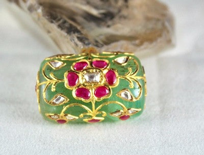 Certified Mughal Colombian Emerald 218ct Ruby Natural Diamond 22k Gold