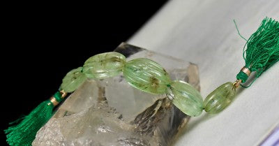 Certified Natural Emerald Carved Melon Beads 5 Pc 133.50 Ct Gemstone Set