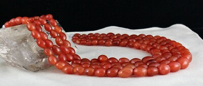 Long 4 Line Red Natural Carnelian Beads 1235 Carats Fashion Necklace