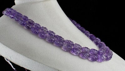 Certified Natural Amethyst Carved Beads Necklace 797 Ct Gemstone Important