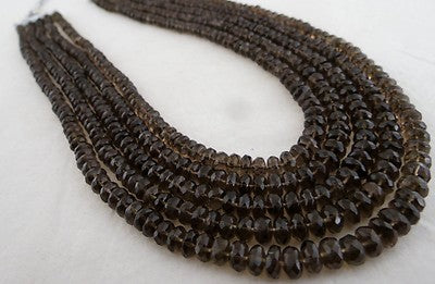 Natural Black Smoky Quartz Faceted Round 480 Ct Bead Fashion Necklace