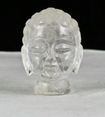 Natural Crystal Quartz Gemstone Buddha Head 2.5 Inch 629 Ct Home Decor Statue