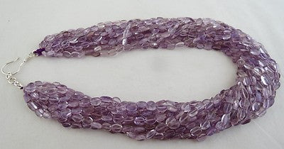 Sterling Silver Long 1419ct Natural Brazil Amethyst Beads Necklace Fashion