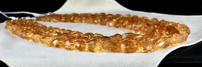 Certified Natural Yellow Citrine 1761 Ct Beads Gemstone Fashion Necklace