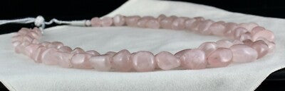 Natural Rose Quartz Nugget Necklace 2 Line, 1109 Ct Gemstone Beaded Strings