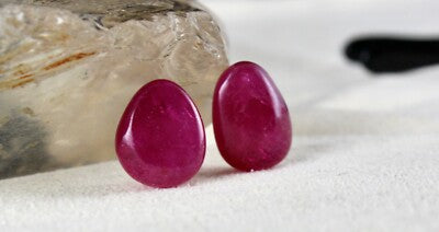 Certified Burmese Ruby Cabochon 18.18ct Gemstone Pair Earring Sterling Silver