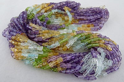 Natural Multi Peridot Citrine Amethyst Square Beads 1235ct Stone Necklace