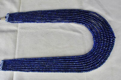 Certified Natural Blue Sapphire 643 Ct Round Beads Gemstone Necklace 621 Ct