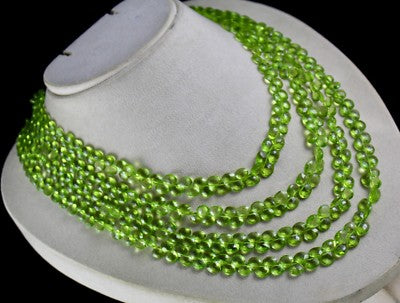 Certified Natural Peridot Beads Teardrop 521 Ct Green Gemstone Necklace