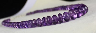 Sterling Silver Natural Amethyst 389 Ct Round Beads Purple Gemstone Necklace