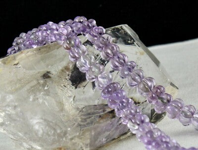 Natural Amethyst 379ct Carved Beads Sterling Silver Fashion Gemstone Necklace