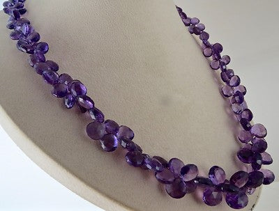 Certified Natural Amethyst 498ct Beads Teardrops Sterling Silver Party Necklace