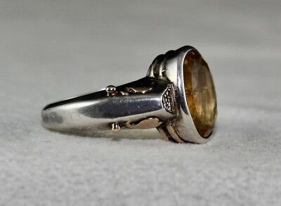 Natural Yellow Citrine 10ct Oval Natural Diamond 18k Gold Sterling Silver Ring