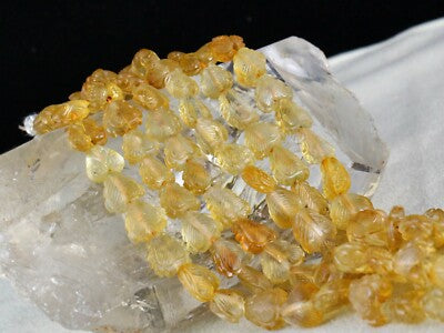 Certified Natural Citrine Heart Beads 552ct Yellow Gemstone Vintage Necklace