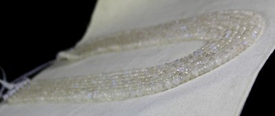 Natural Rainbow Moonstone Necklace 850 Ct Faceted Round Beads 7l White Gemstone