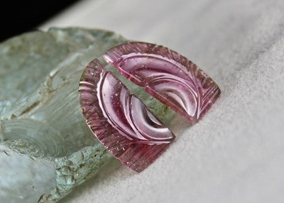 Natural Multi Colour Tourmaline 23.71 Cts Carved Gemstone Pendant Earring