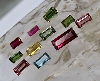 Certified Fine Natural Multi Tourmaline Baguette Cut 11 Pcs 9.78 Ct Gem Design