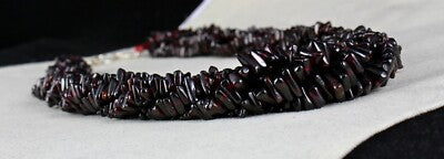 Sterling Silver Necklace Natural Garnet Triangle Beads 1432ct Red Gem For Women