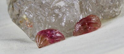 Natural Pink Tourmaline 20.59ct Carved Gemstones For Earrings Set 4 Pcs