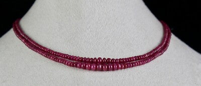 Natural Untreated Ruby Beads Round 120ct 2 Line Gemstone Ladies Necklace