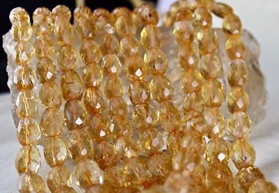 Certified Natural Citrine Beads Necklace 5l 1222ct Faceted Oval Yellow Gemstone
