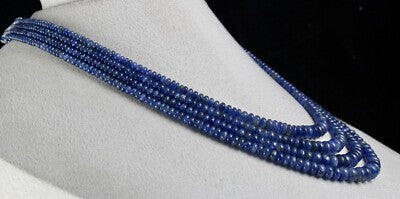 Certified Natural Blue Sapphire Beads 477 Ct Round Gemstone Finest Necklace