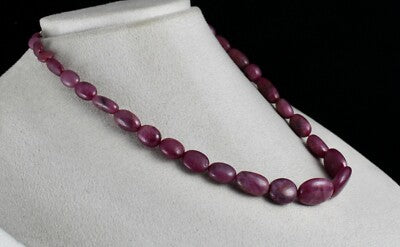 363ct Natural Unheated Ruby Nugget Beads Sterling Silver Necklace