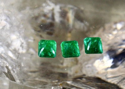 Certified Earthmined Natural Emerald 5mm Square Cut 3 Pcs 2.08ct Gemstone Ring