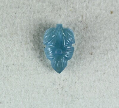 Classic 3.84 Ct Natural Blue Aquamarine Carved Leaf Gemstone Pendant Ring