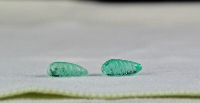 Certified Natural Colombian Emerald 4.96 Ct Carved Leaves Pair Loose Gemstone