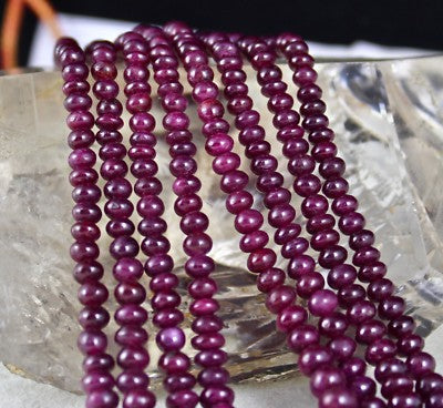 Certified Natural Unheated Ruby Beads Necklace 399 Ct Red Gemstone Statement 4mm