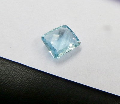 Natural Blue Aquamarine 4.76 Ct Square Cut Gemstone Ring Pendant Design