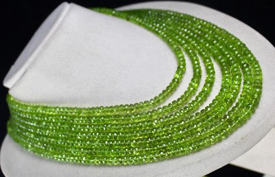 Certified Natural Peridot 1133ct Green Gemstone Beads Cocktail Necklace