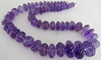 Certified Natural Amethyst 782ct Carved Beads Sterling Silver Vintage Necklace