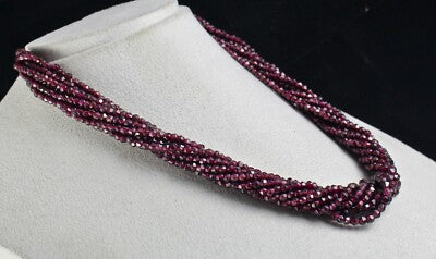 Natural Garnet 4mm Faceted Round Beaded Necklace 9 L 659ct Red Fashion Jewelry