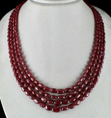 Certified 616 Ct Natural Red Spinel Beads Cabochon Gemstone Necklace