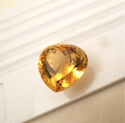 Certified Natural Yellow Citrine 28x28mm 97.26 Ct Gemstone Heart Pendant Ring