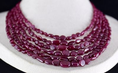 Certified Natural Ruby 545 Ct Beads Long Tumble Gemstone Ladies Necklace