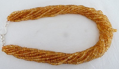 Citrine Beaded Bunch Necklace 11 Line 839ct Gemstone Sterling Silver Clasp