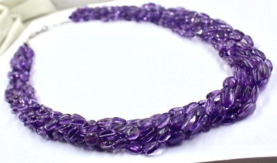 Sterling Silver Natural Amethyst Beads 628 Ct Cabochon Necklace For Women