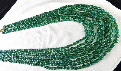 Certified Natural Emerald 512ct Beads Green Gemstone Vintage Necklace
