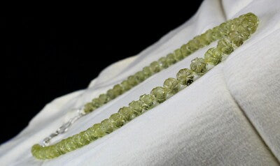 Natural Lemon Quartz Necklace 229ct Semi Precious Gemstone Carved Beads Unique