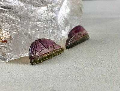 Natural Bi-color Tourmaline Leaves 11.58ct Gemstone Earrings Designing