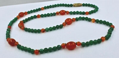 Natural Orange Carnelian 0ct Green Quartz Round Beads Fashion Necklace For Women