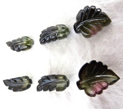 Natural Multi Colour Tourmaline 36.65ct Carved Leaves Earrings Set