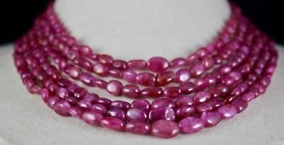 Certified Fashion Necklace Natural Ruby Beads Cabochon 627 Ct 6 Line